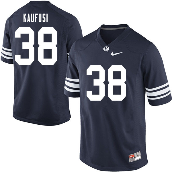 Men #38 Jackson Kaufusi BYU Cougars College Football Jerseys Sale-Navy